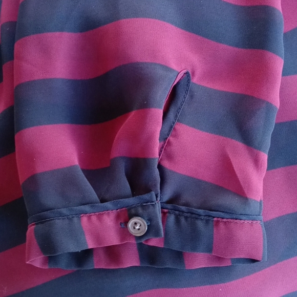 Banana Republic Striped Stand Collar Blouse Sz S - Picture 7 of 9